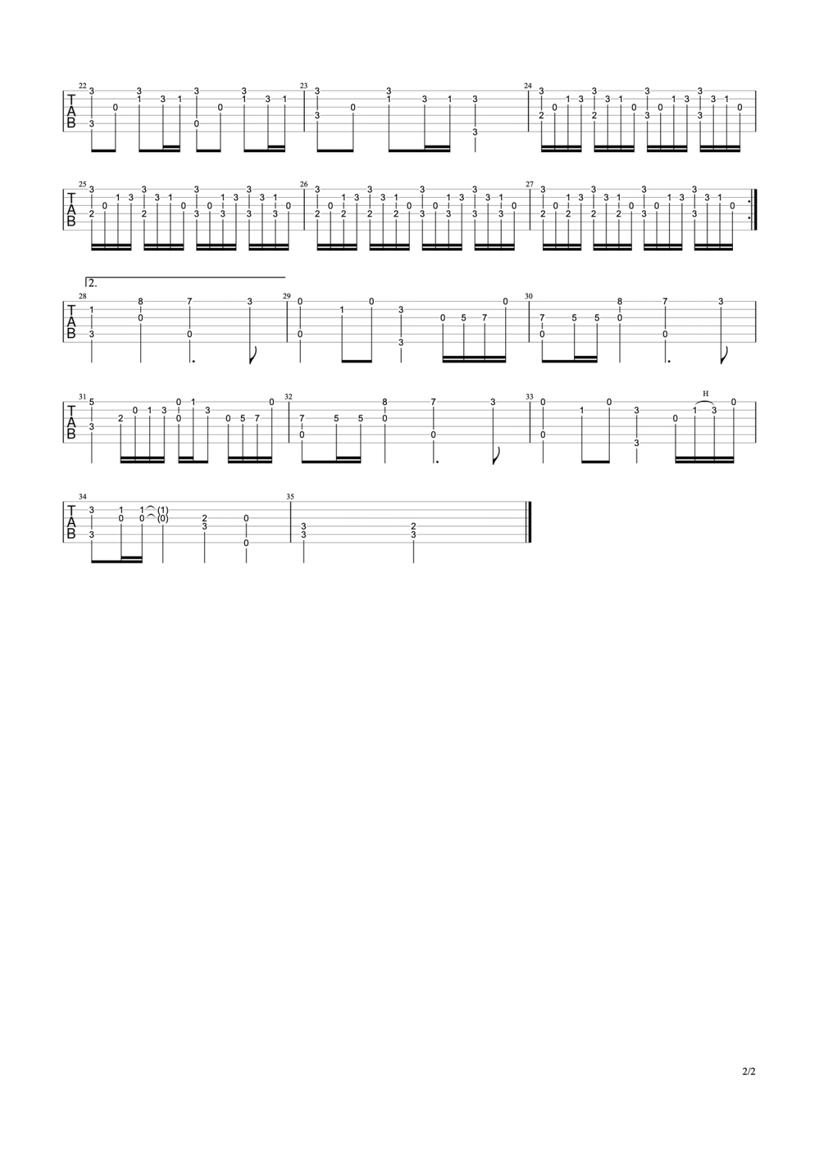 久石让菊次郎的夏天D调指弹谱吉他谱 第2页