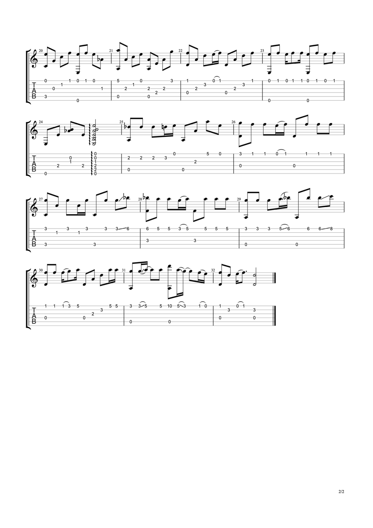 柳爽漠河舞厅C调指弹谱吉他谱 第2页