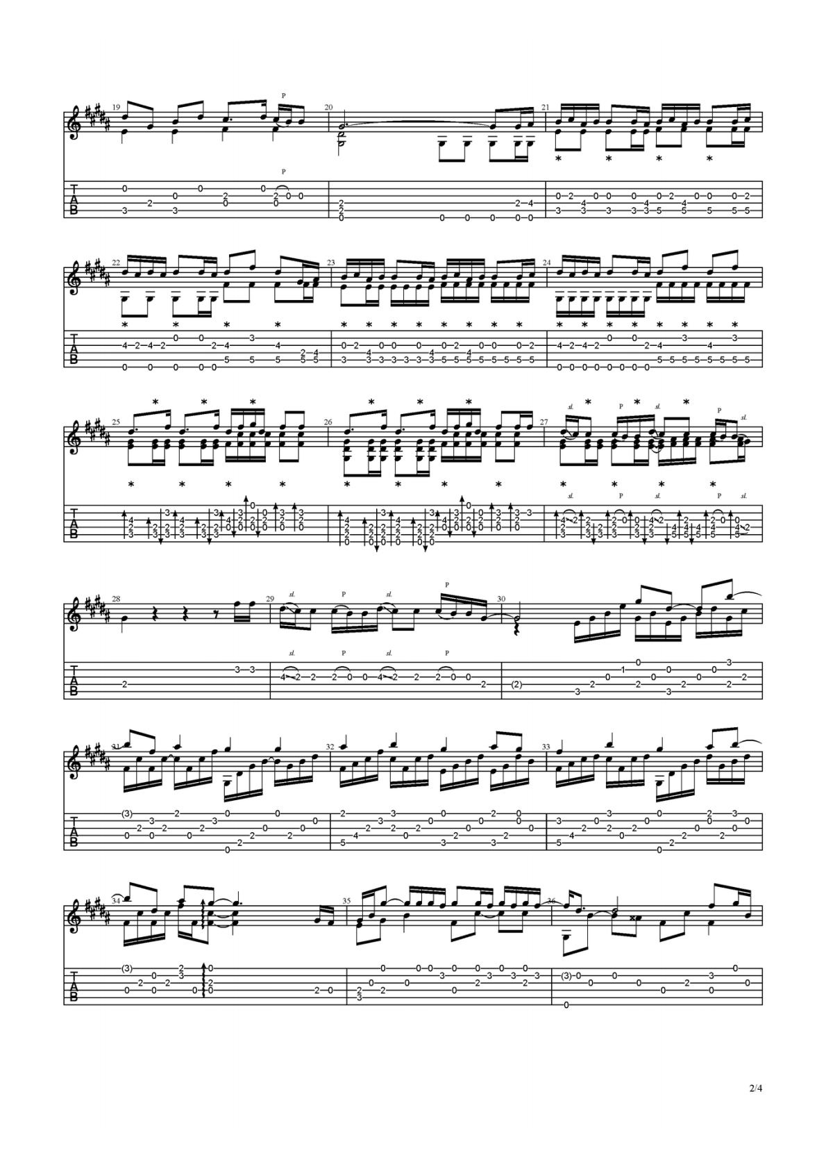 陈奕迅孤勇者B调指弹谱吉他谱 第2页